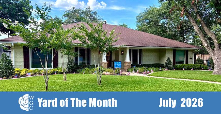July 2026 Yard of the Month home recognized by the Wedgwood Garden Club in Fort Worth, Texas